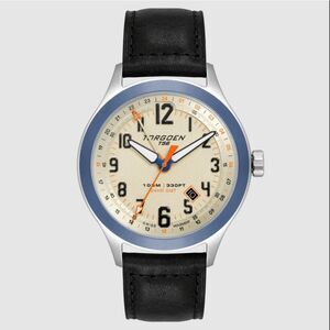 New Torgoen TN-1302 T56 Cream Sapphire GMT 44mm Leather Strap Watch